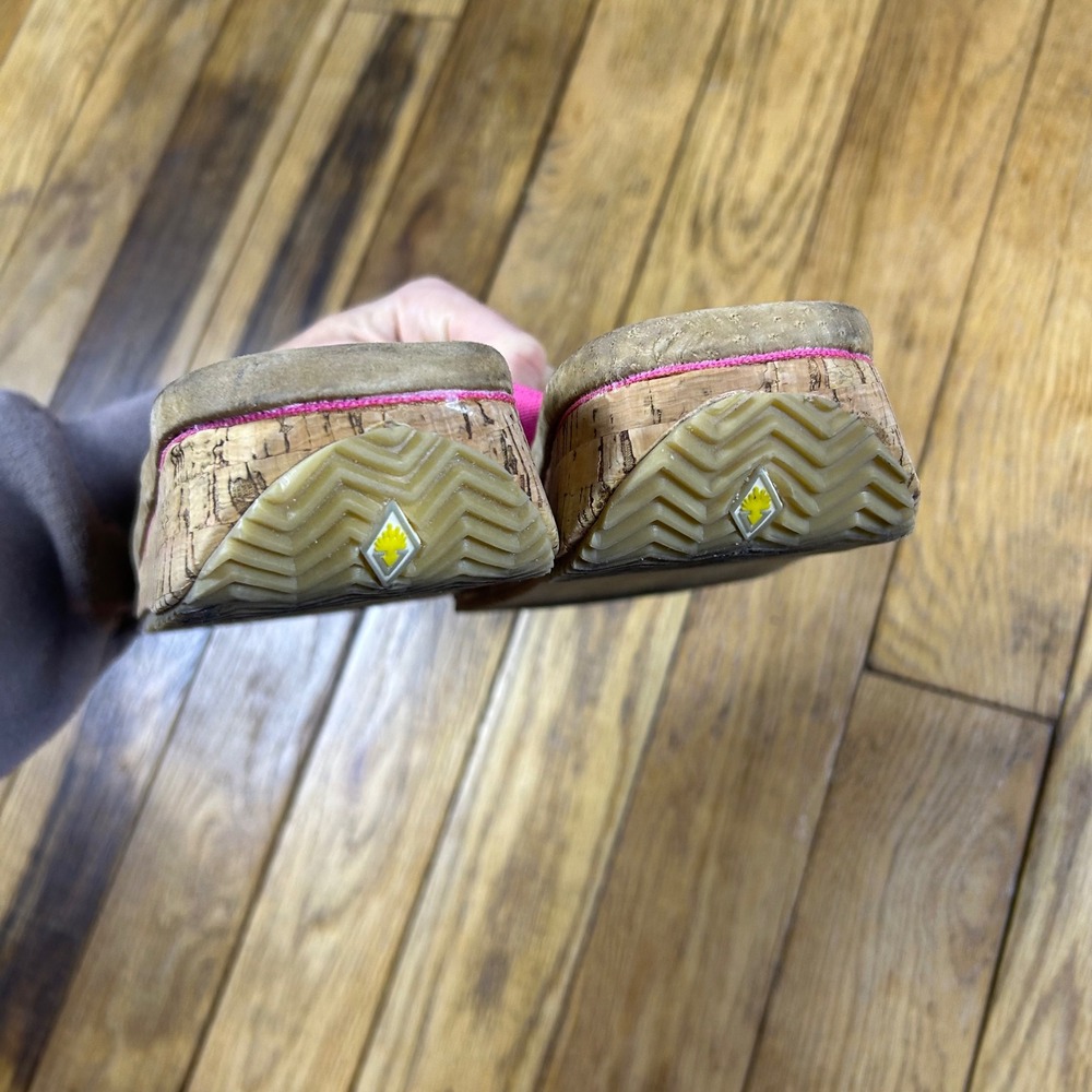 Y2K Volatile Pink Fabric Cork Wedge Platform Flip‎ Flops Sandals Womens Size 8 - Picture 5 of 6